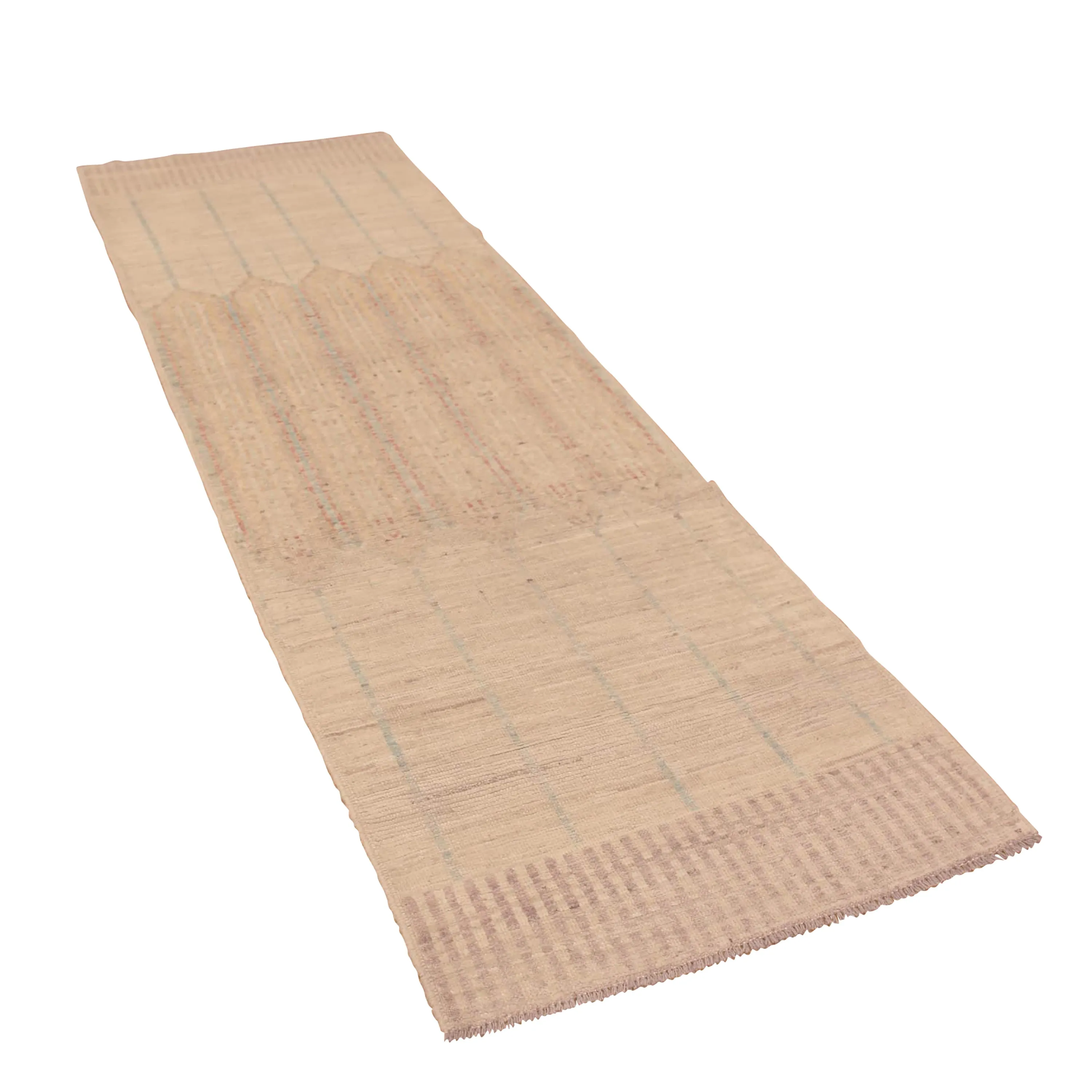 Beige Zameen Modern Wool Runner - 3' x 9'7"