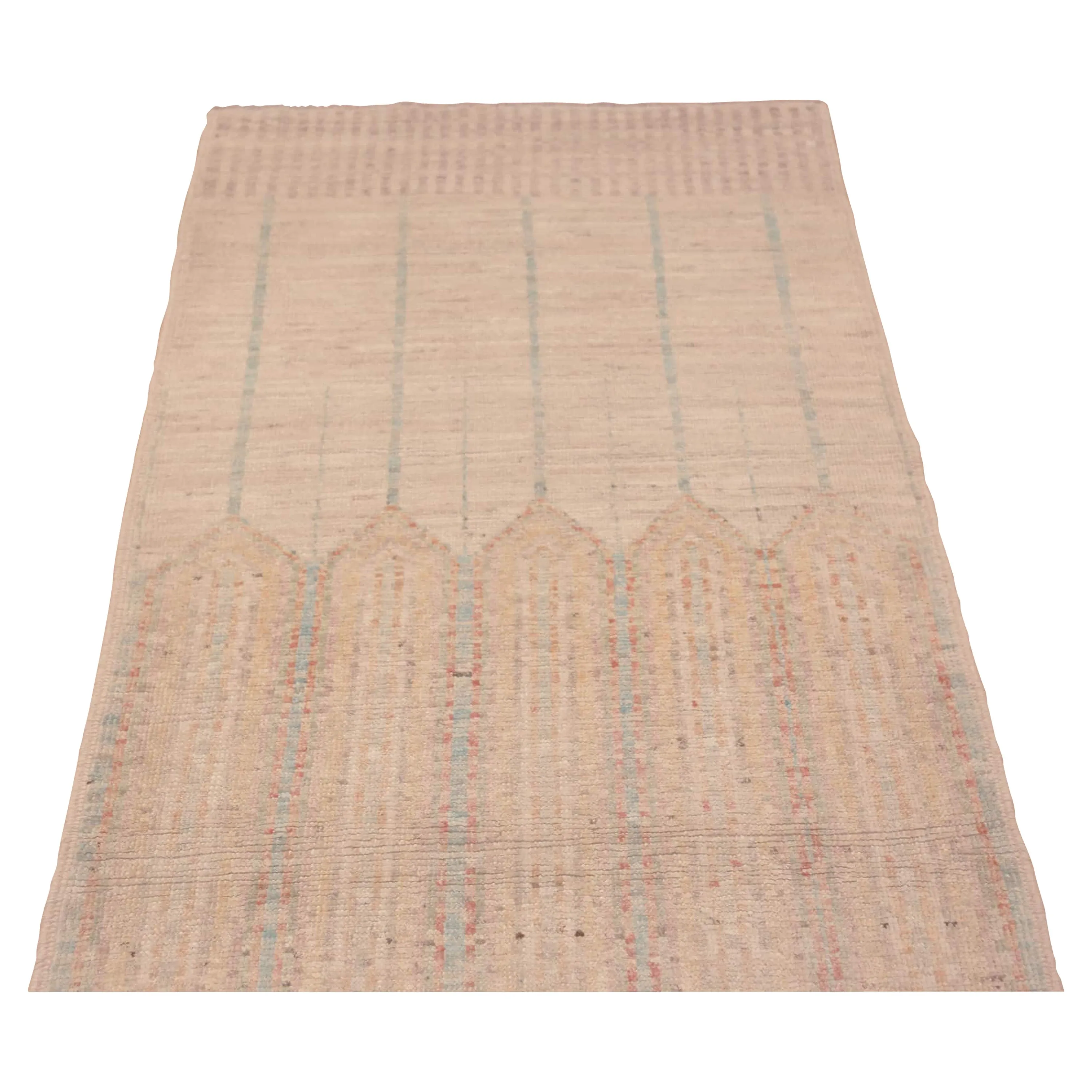 Beige Zameen Modern Wool Runner - 3' x 9'7"