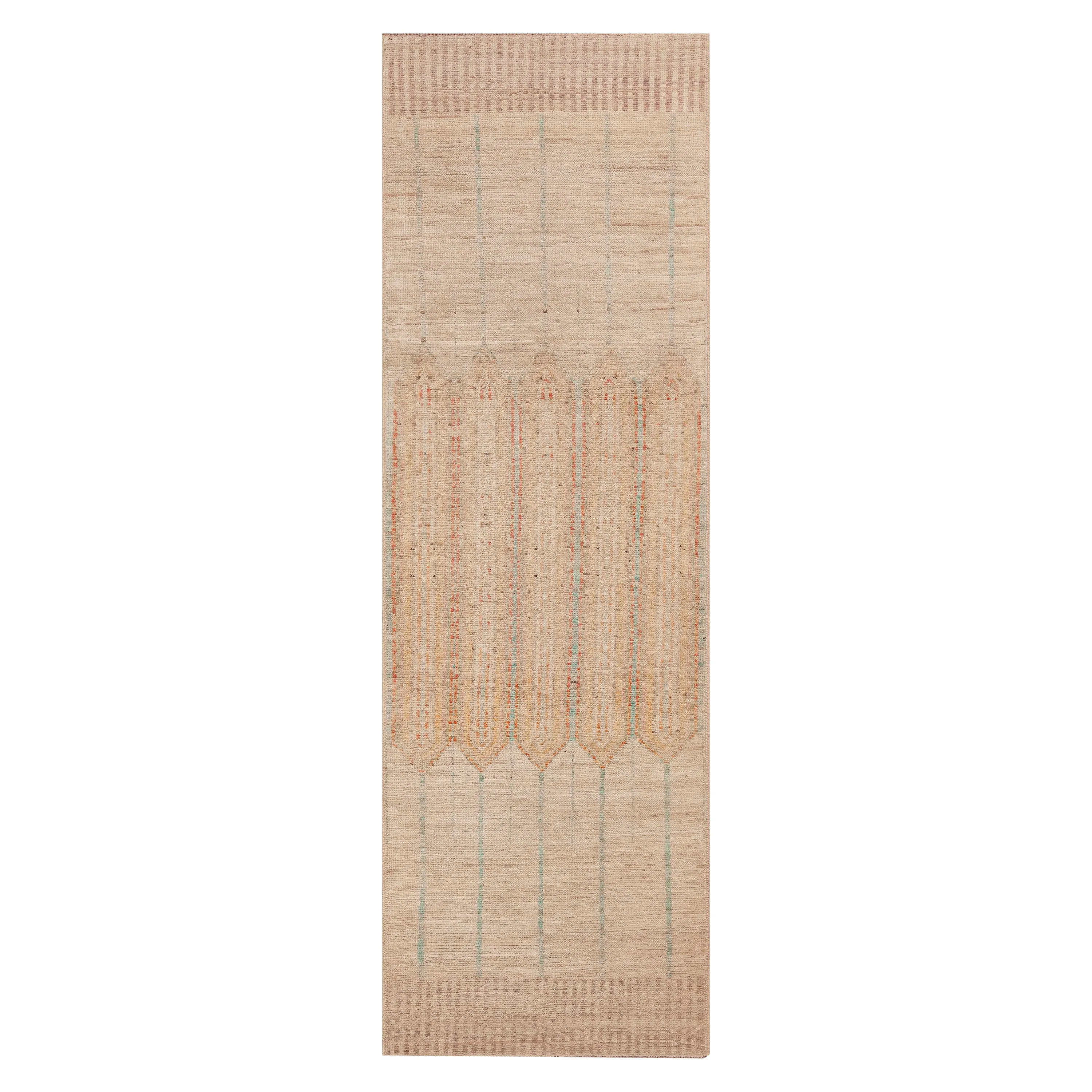 Beige Zameen Modern Wool Runner - 3' x 9'7"