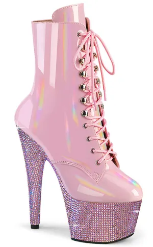 BEJEWELED-1020-7 Baby Pink Holo Rhinestone Boots