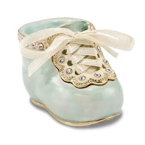 Bejeweled Multi Color Finish IT'S A BOY Blue Baby Bootie Trinket Box