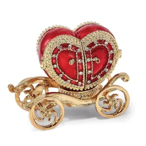 Bejeweled Pewter Multi Color Finish SCARLET HEART Carriage Trinket Box