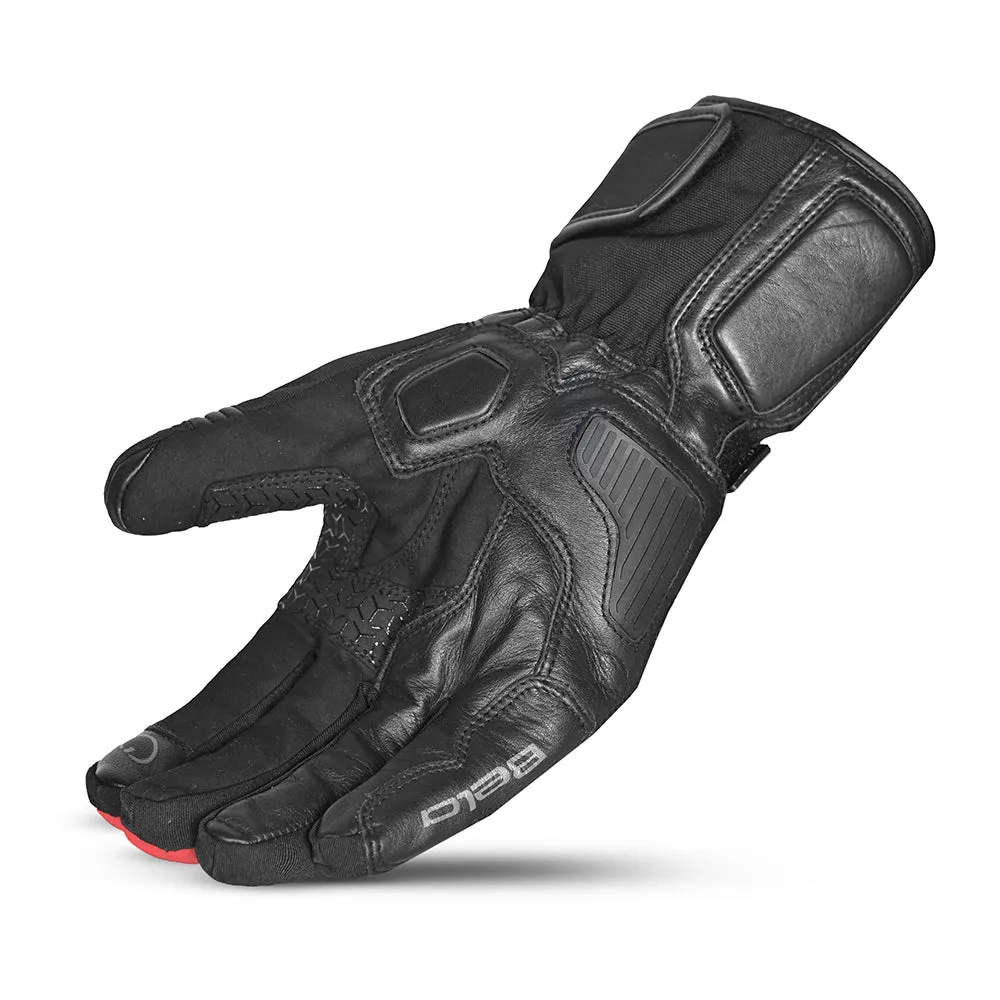 BELA Ice Winter Motorcycle Riding Leather Gloves Black Red