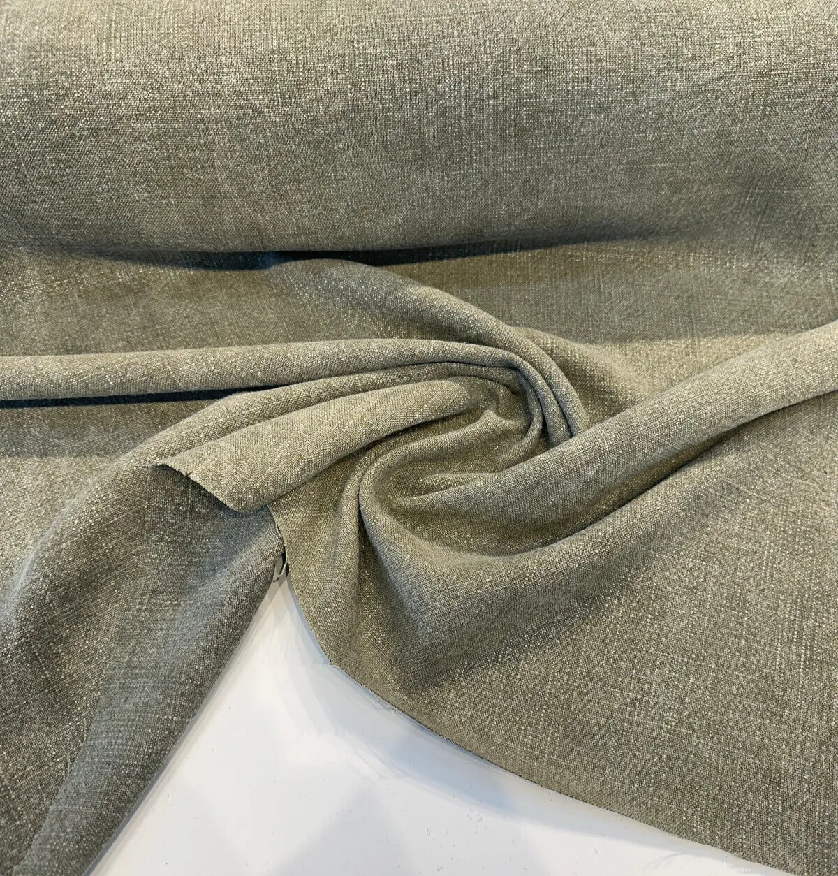 Belgian Linen Drifter Olive Green Upholstery Drapery Fabric By the Yard