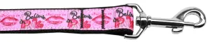 Believe In Pink Nylon Dog Leash 5-8 Inch Wide 6ft Long