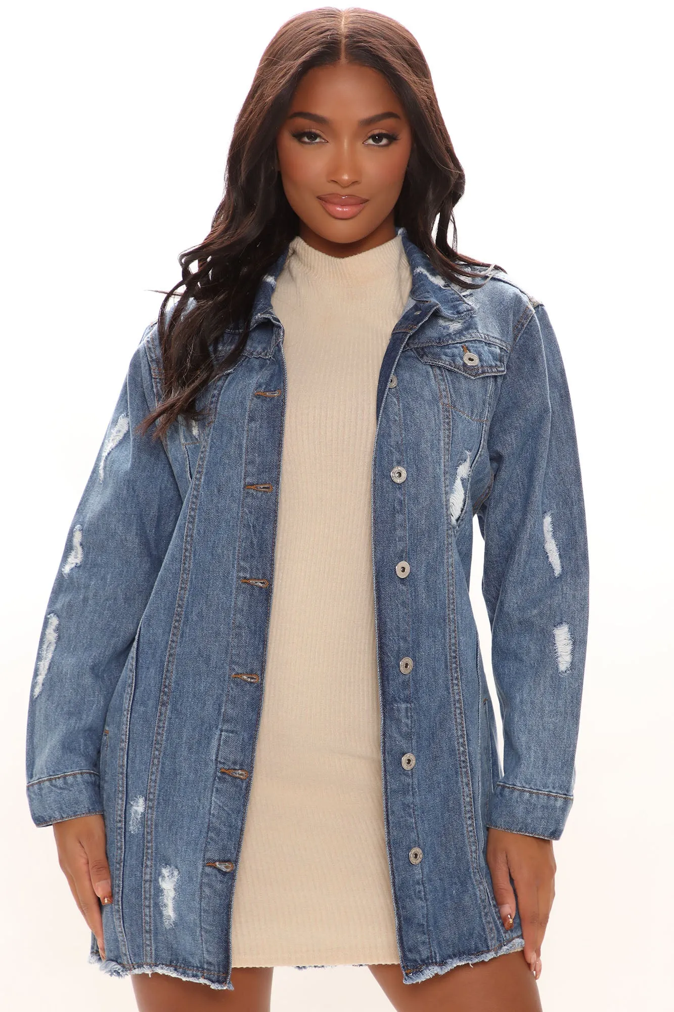 Believe In Yourself Denim Jacket - Medium Wash