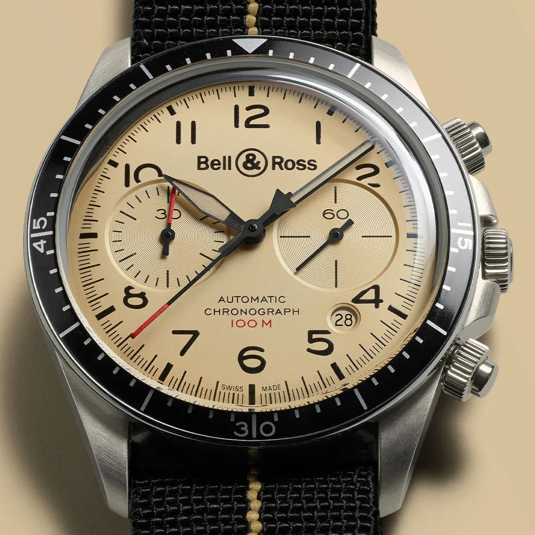 Bell & Ross BRV2-94 Chrono Military Beige Steel BRV294-BEI-ST/SF