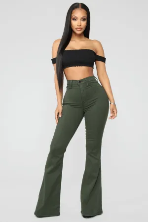 Bell Bottom Blues Jeans - Olive