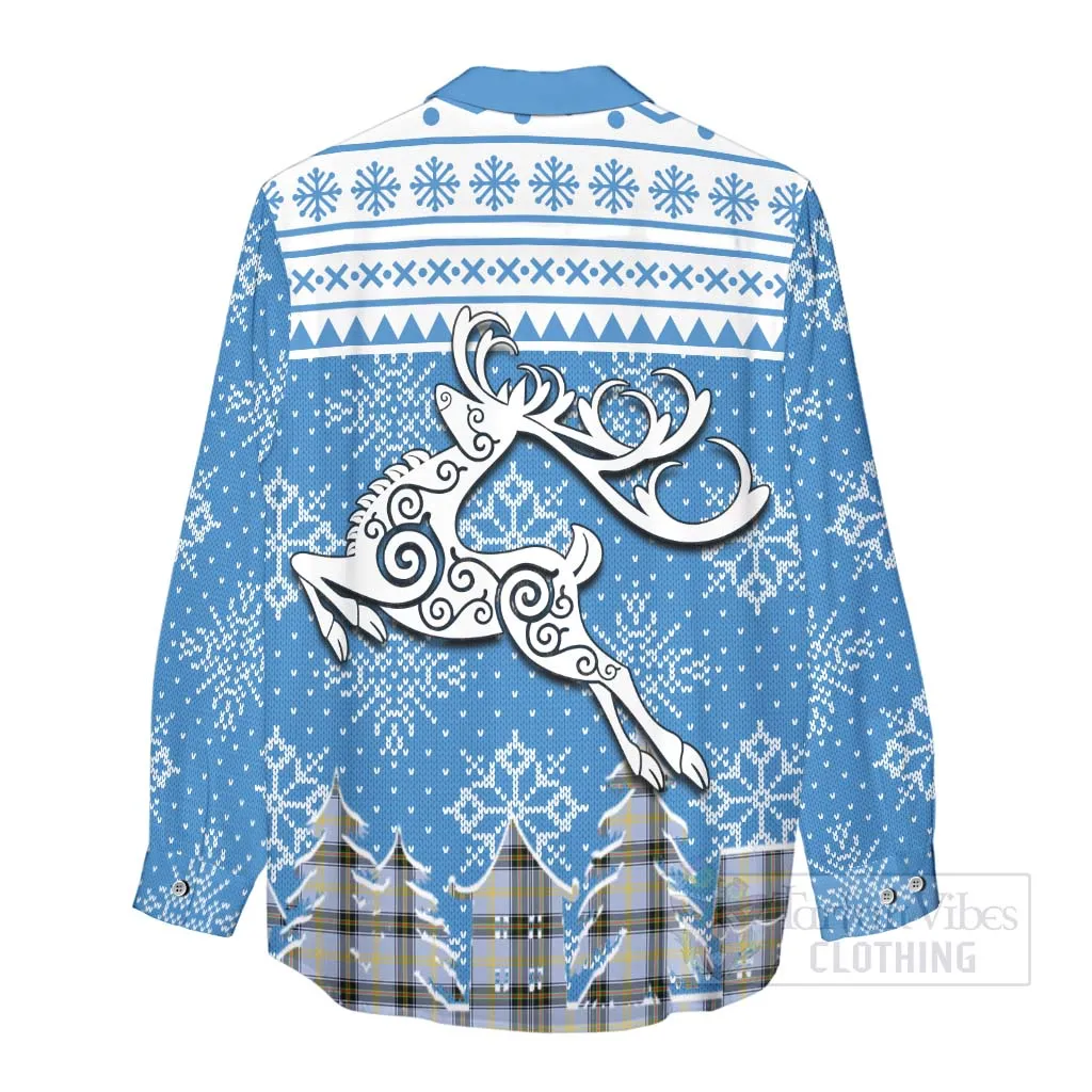 Bell Clan Christmas Women's Casual Shirt Celtic Reindeer Style