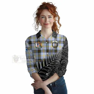 Bell Crest Tartan Women's Casual Shirt with New Zealand Silver Fern Half Style