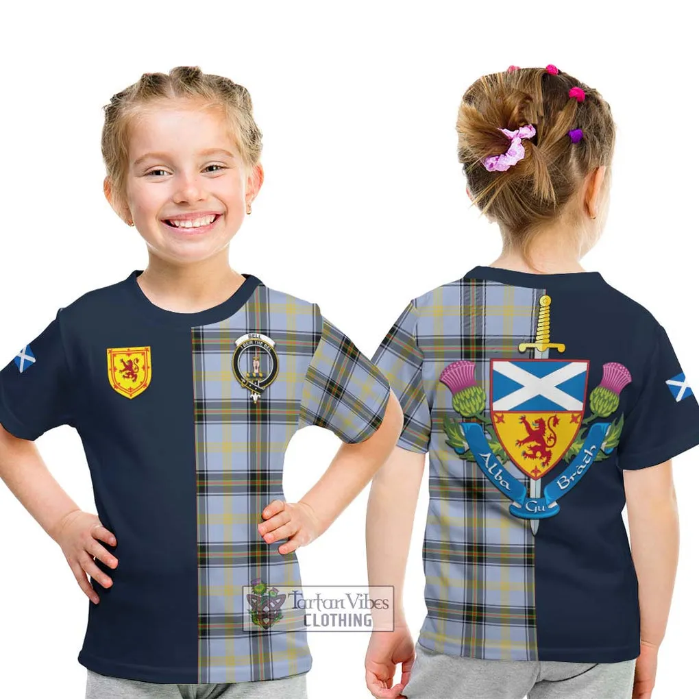 Bell of the Borders Tartan Kid T-Shirt Alba with Scottish Lion Royal Arm Half Style