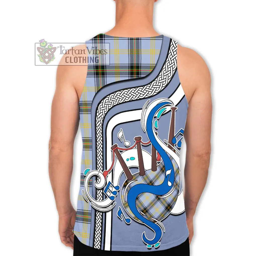 Bell of the Borders Tartan Men's Tank Top with Epic Bagpipe Style