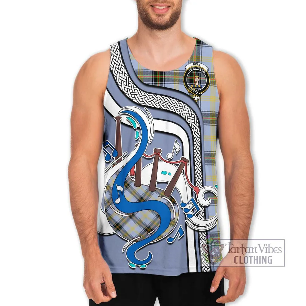 Bell of the Borders Tartan Men's Tank Top with Epic Bagpipe Style