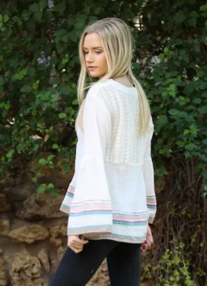 Bell Sleeve Crocheted Blouse