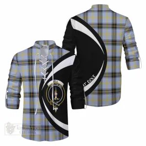 Bell Tartan Ghillie Kilt Shirt with Family Crest Circle Style