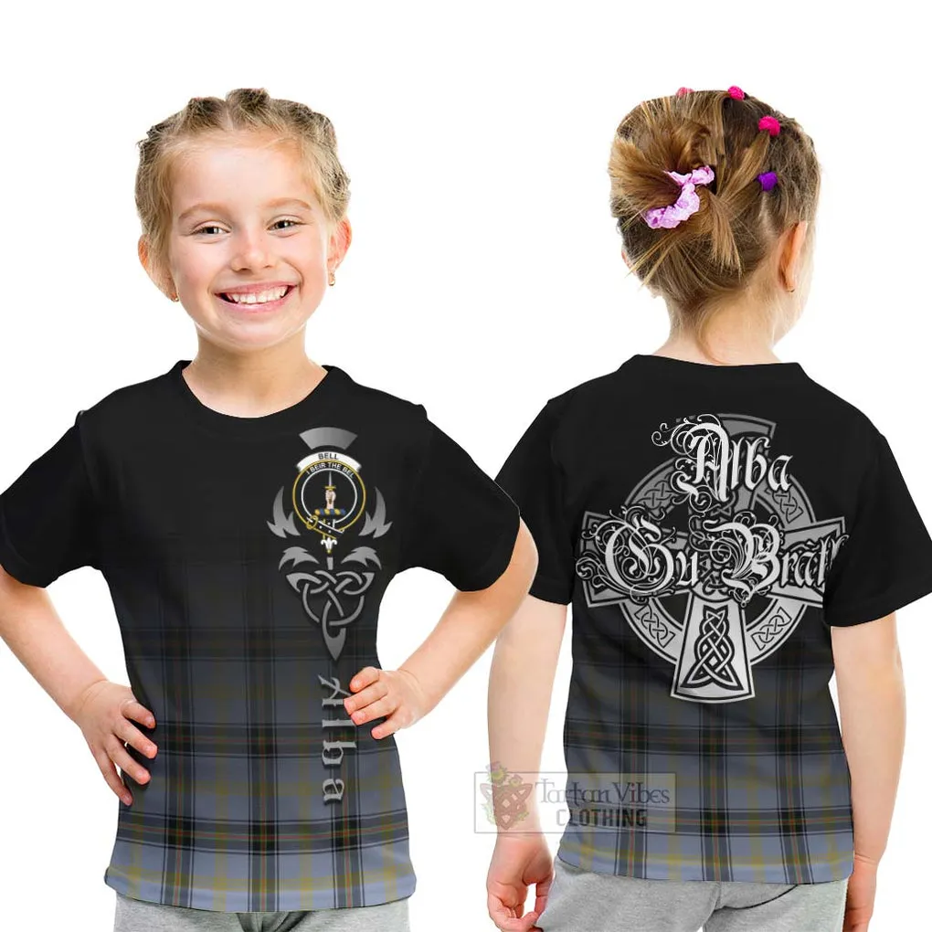 Bell Tartan Kid T-Shirt Featuring Alba Gu Brath Family Crest Celtic Inspired