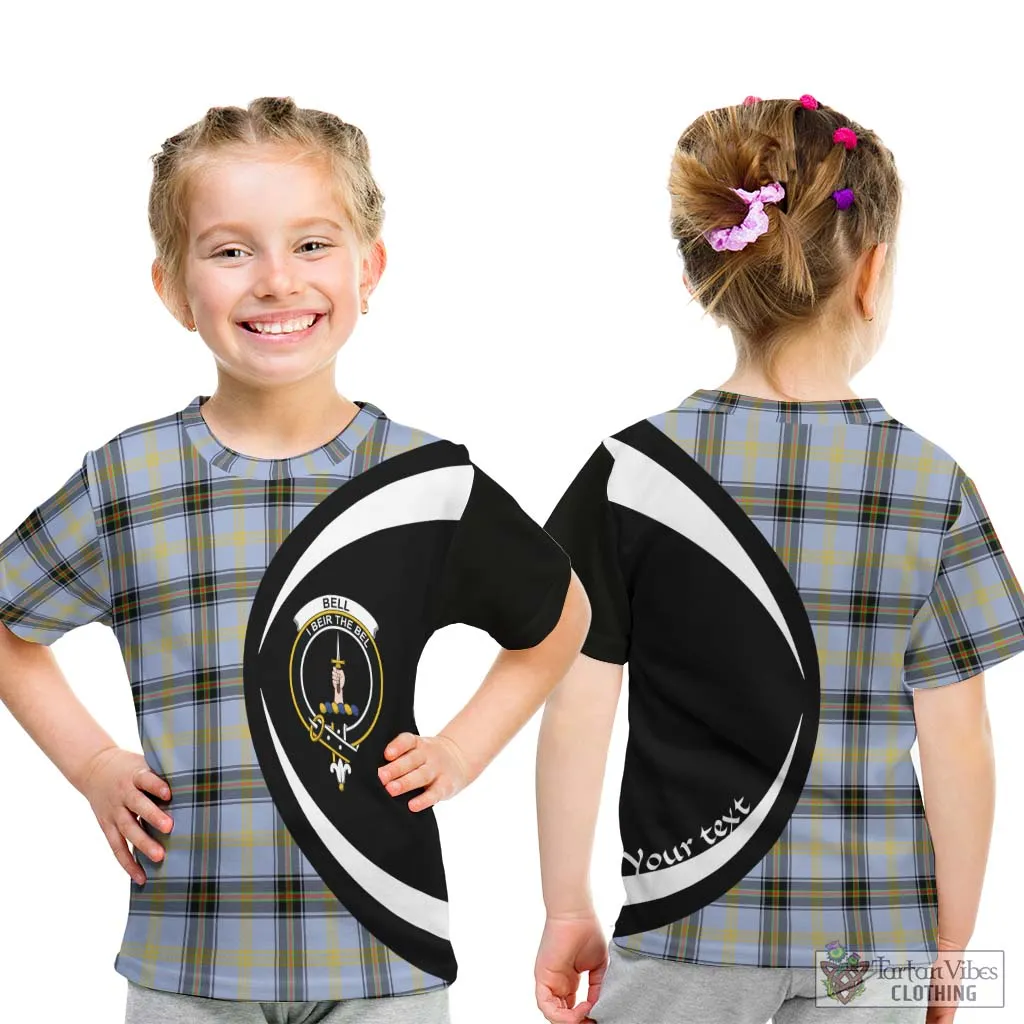 Bell Tartan Kid T-Shirt with Family Crest Circle Style