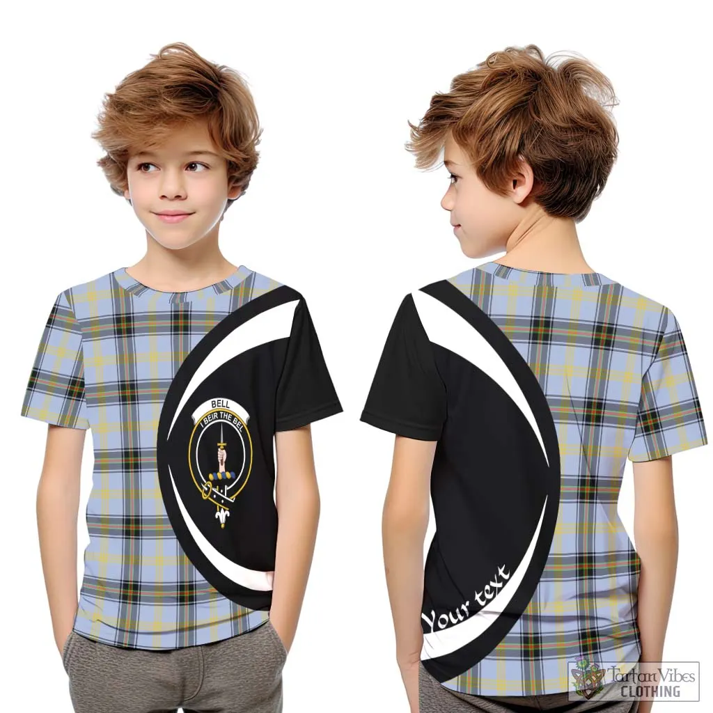 Bell Tartan Kid T-Shirt with Family Crest Circle Style