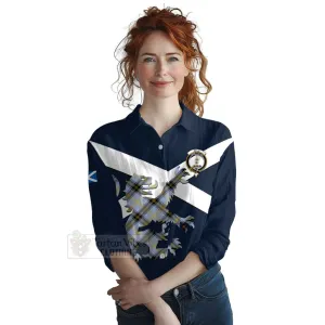 Bell Tartan Lion Rampant Women's Casual Shirt Proudly Display Your Heritage with Alba Gu Brath and Clan Name