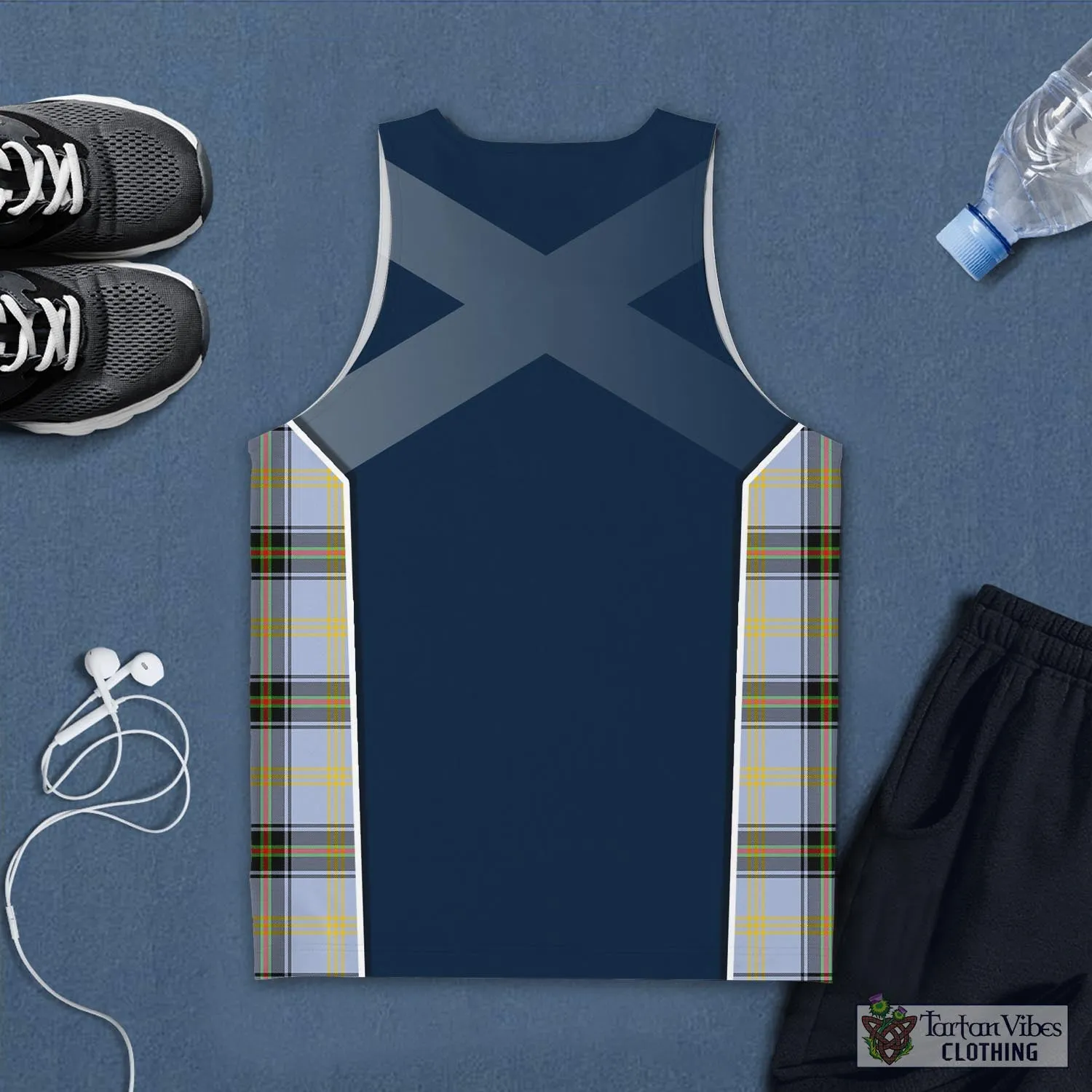 Bell Tartan Men's Tanks Top with Family Crest and Scottish Thistle Vibes Sport Style