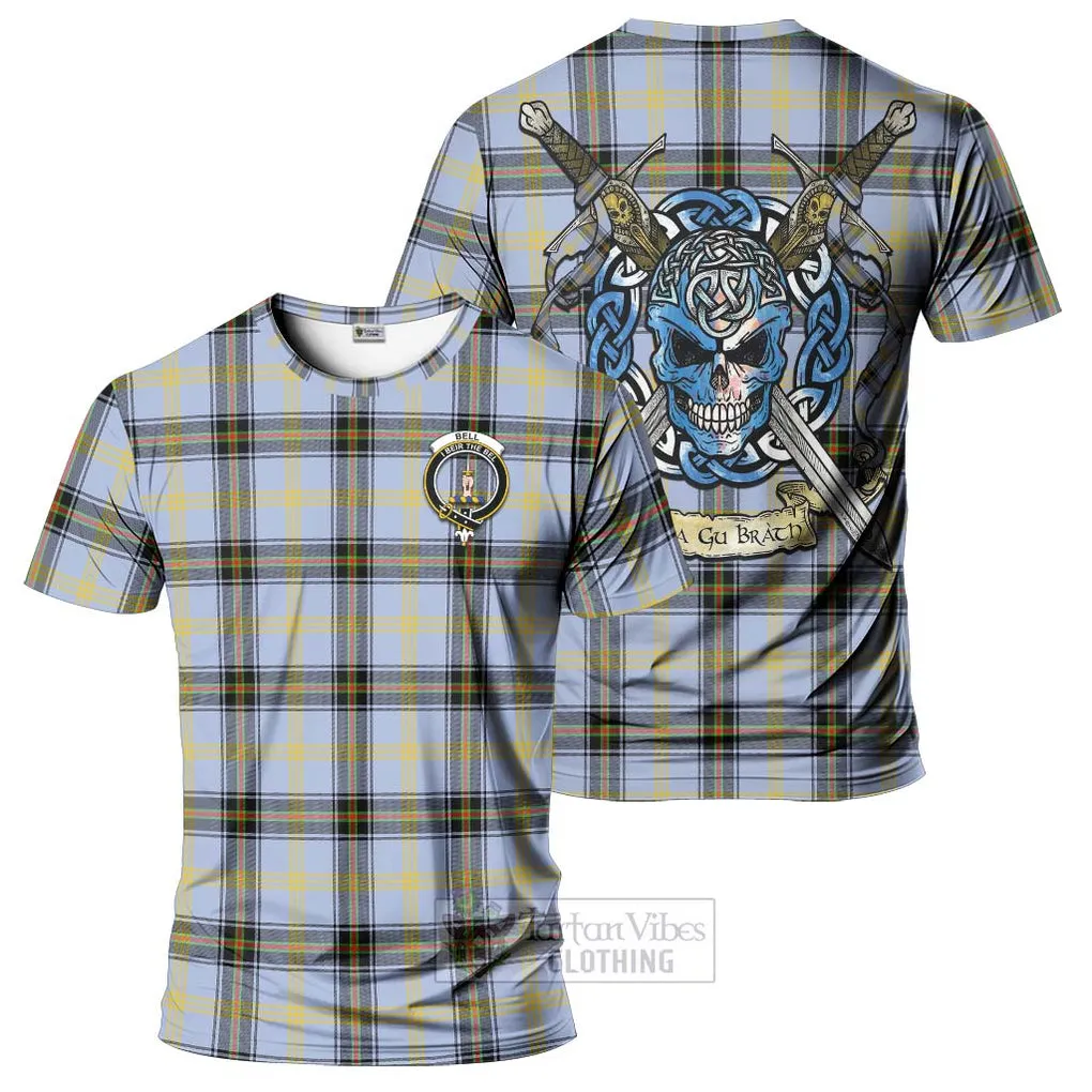 Bell Tartan T-Shirt with Family Crest Celtic Skull Style