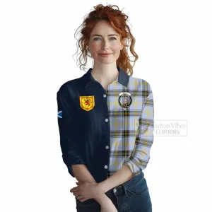 Bell Tartan Women's Casual Shirt Alba with Scottish Lion Royal Arm Half Style