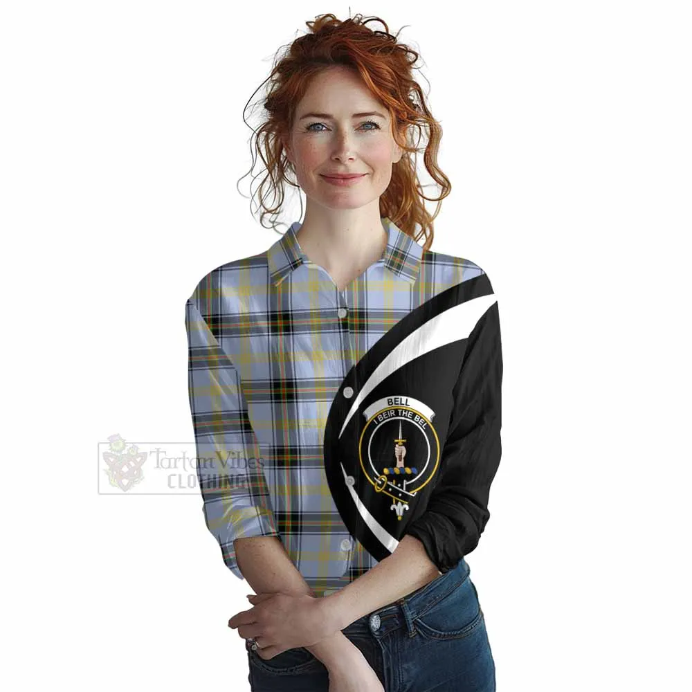 Bell Tartan Women's Casual Shirt with Family Crest Circle Style