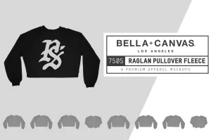 Bella   Canvas 7505 Raglan Pullover Fleece Mockups