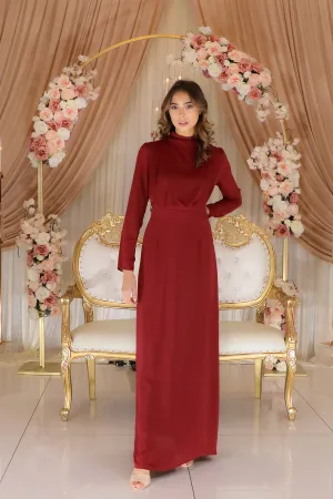 Bella Chiffon Dress- Maroon