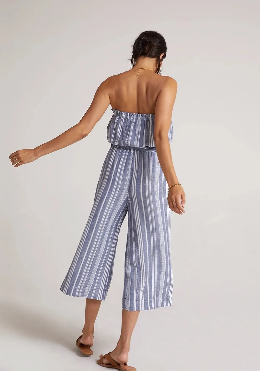 Bella Dahl - Ruffle Strapless Jumpsuit in Navy/White