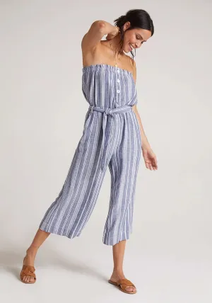 Bella Dahl - Ruffle Strapless Jumpsuit in Navy/White