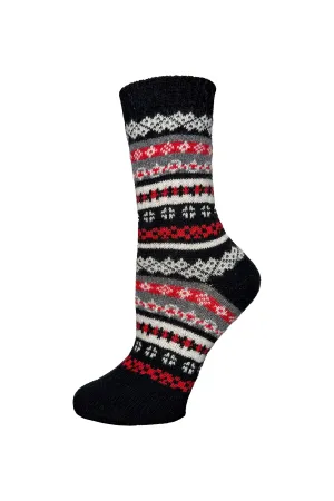 B.ELLA Kathleen Fair Isle Sweater Crew Socks 0638 | Black | Clearance Final Sale