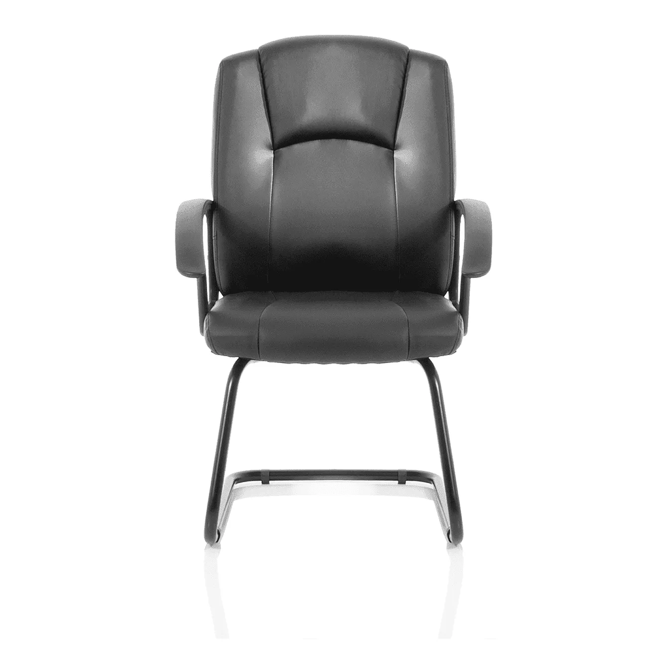 Bella Medium Back Cantilever Visitor Chair - Black Bonded Leather, Black Metal Frame, Flat Packed, 120kg Capacity, 8hr Usage, 2yr Guarantee