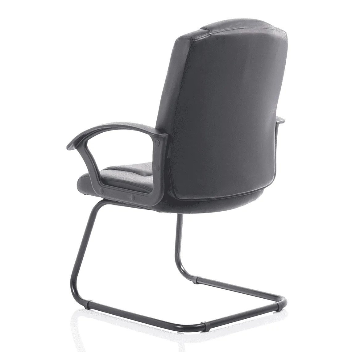 Bella Medium Back Cantilever Visitor Chair - Black Bonded Leather, Black Metal Frame, Flat Packed, 120kg Capacity, 8hr Usage, 2yr Guarantee