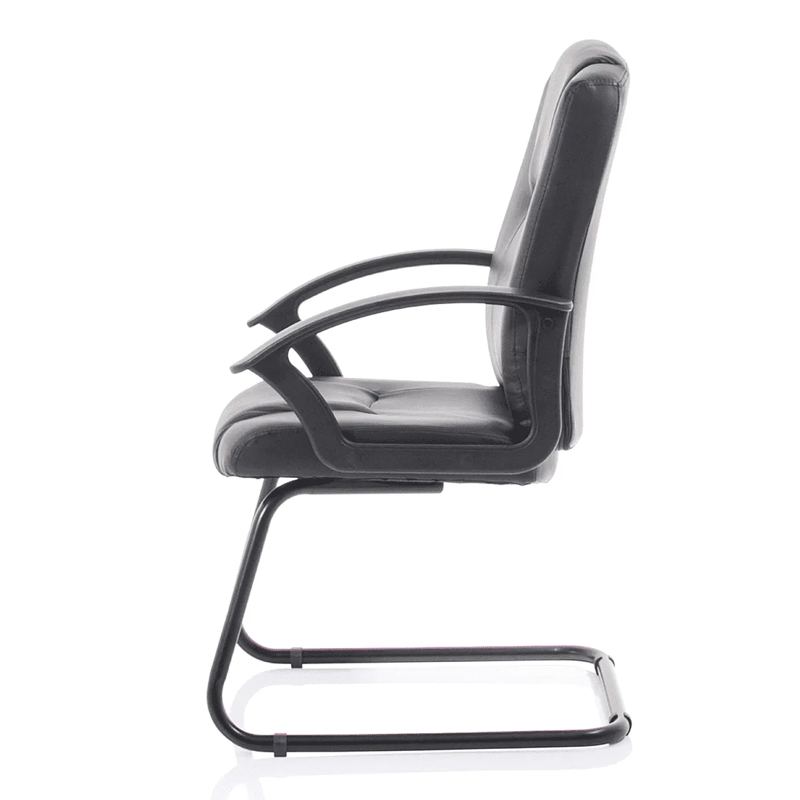 Bella Medium Back Cantilever Visitor Chair - Black Bonded Leather, Black Metal Frame, Flat Packed, 120kg Capacity, 8hr Usage, 2yr Guarantee