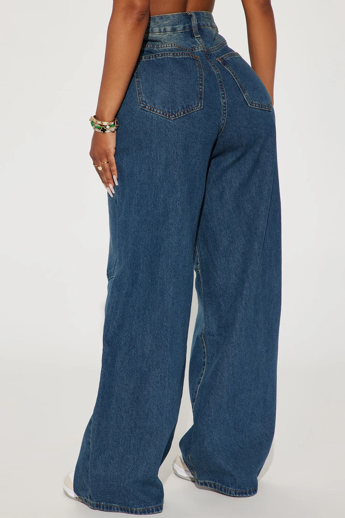 Bella Non Stretch Baggy Wide Leg Jean - Dark Wash