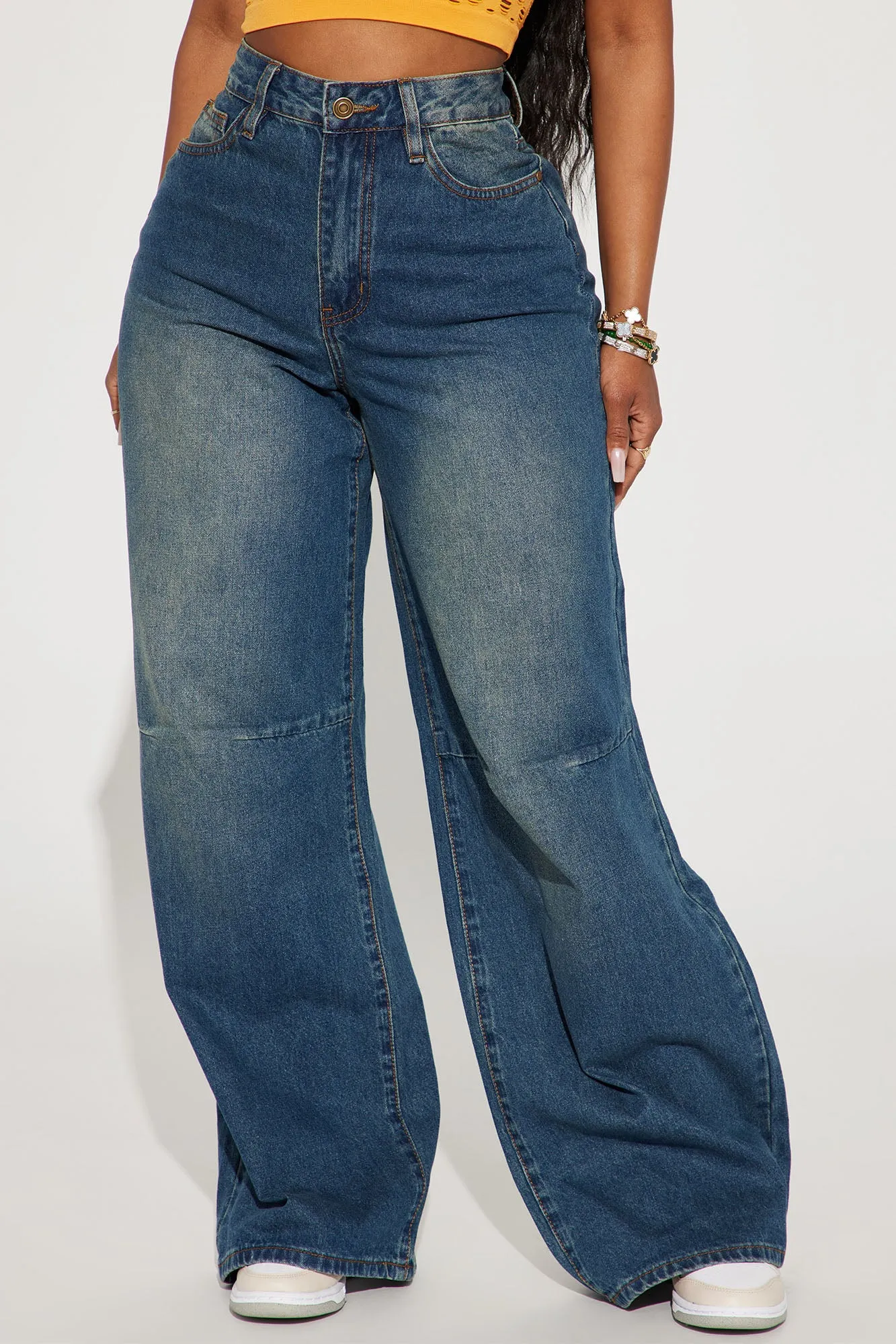 Bella Non Stretch Baggy Wide Leg Jean - Dark Wash