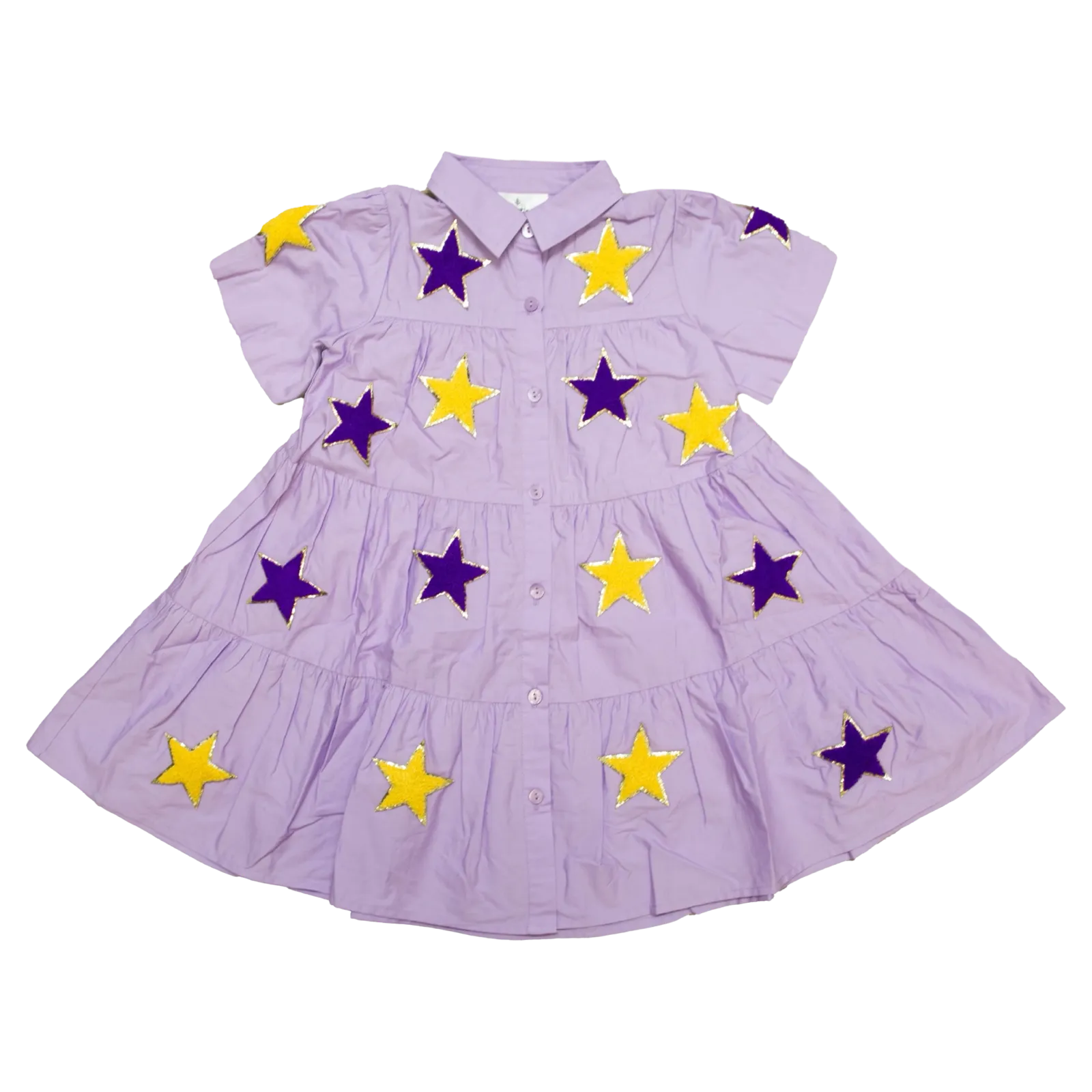 Belle Cher Chenille Dress - Purple   Gold Stars