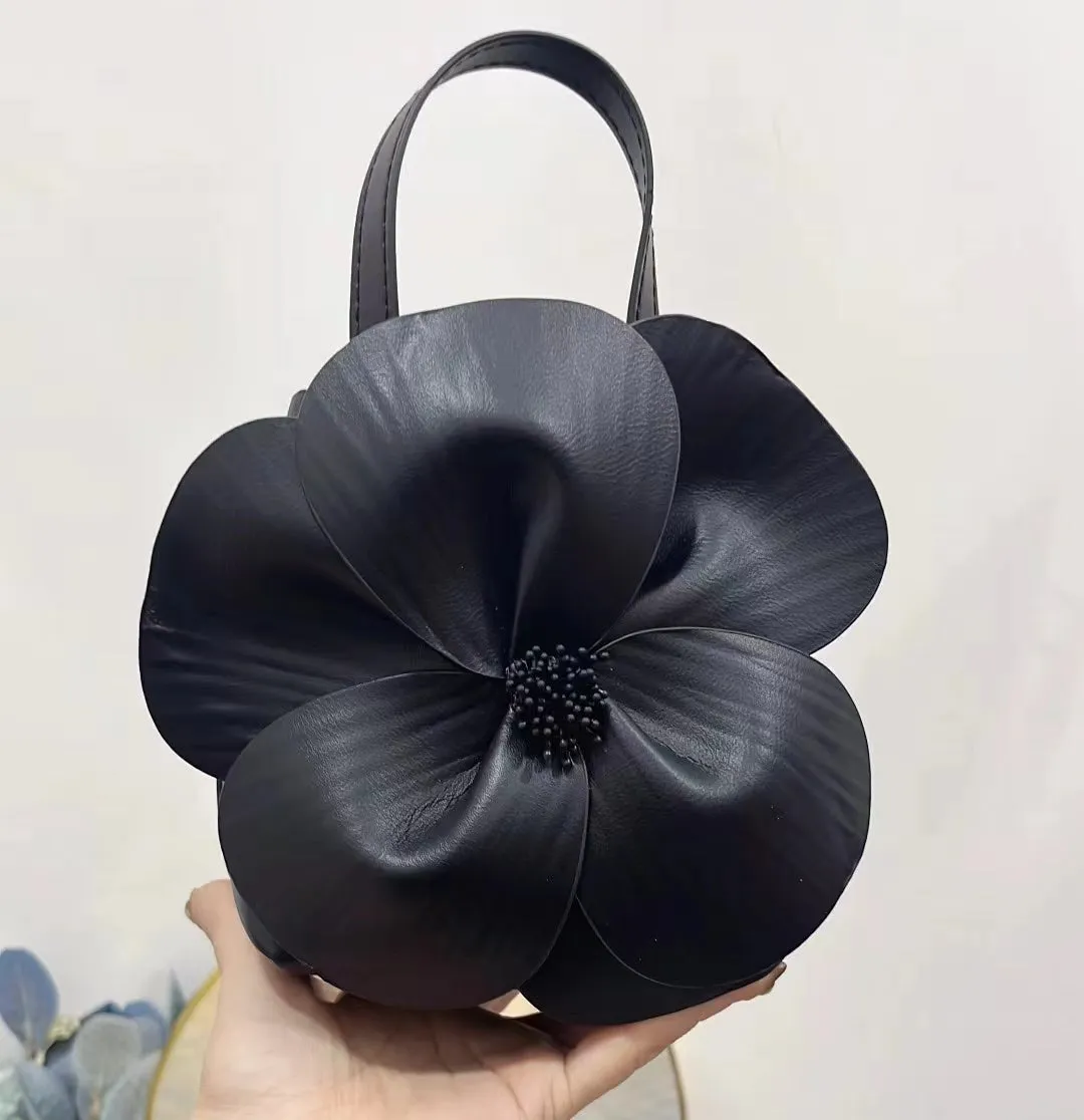 Belle Floral Handbag in Black