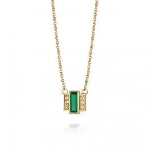 Beloved Green Onyx Baguette 18ct Gold Plated Necklace JN05_GP