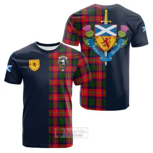 Belsches Tartan Cotton T-shirt Alba with Scottish Lion Royal Arm Half Style