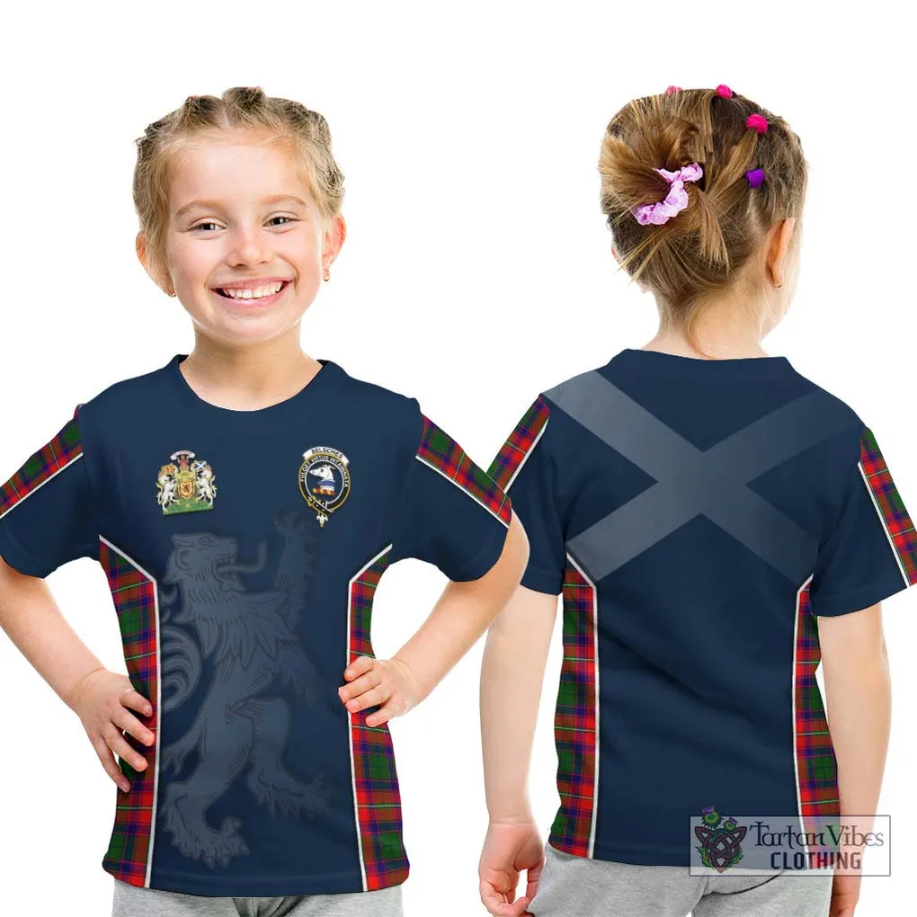 Belsches Tartan Kid T-Shirt with Family Crest and Lion Rampant Vibes Sport Style