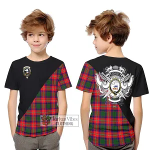 Belsches Tartan Kid T-Shirt with Family Crest and Military Logo Style