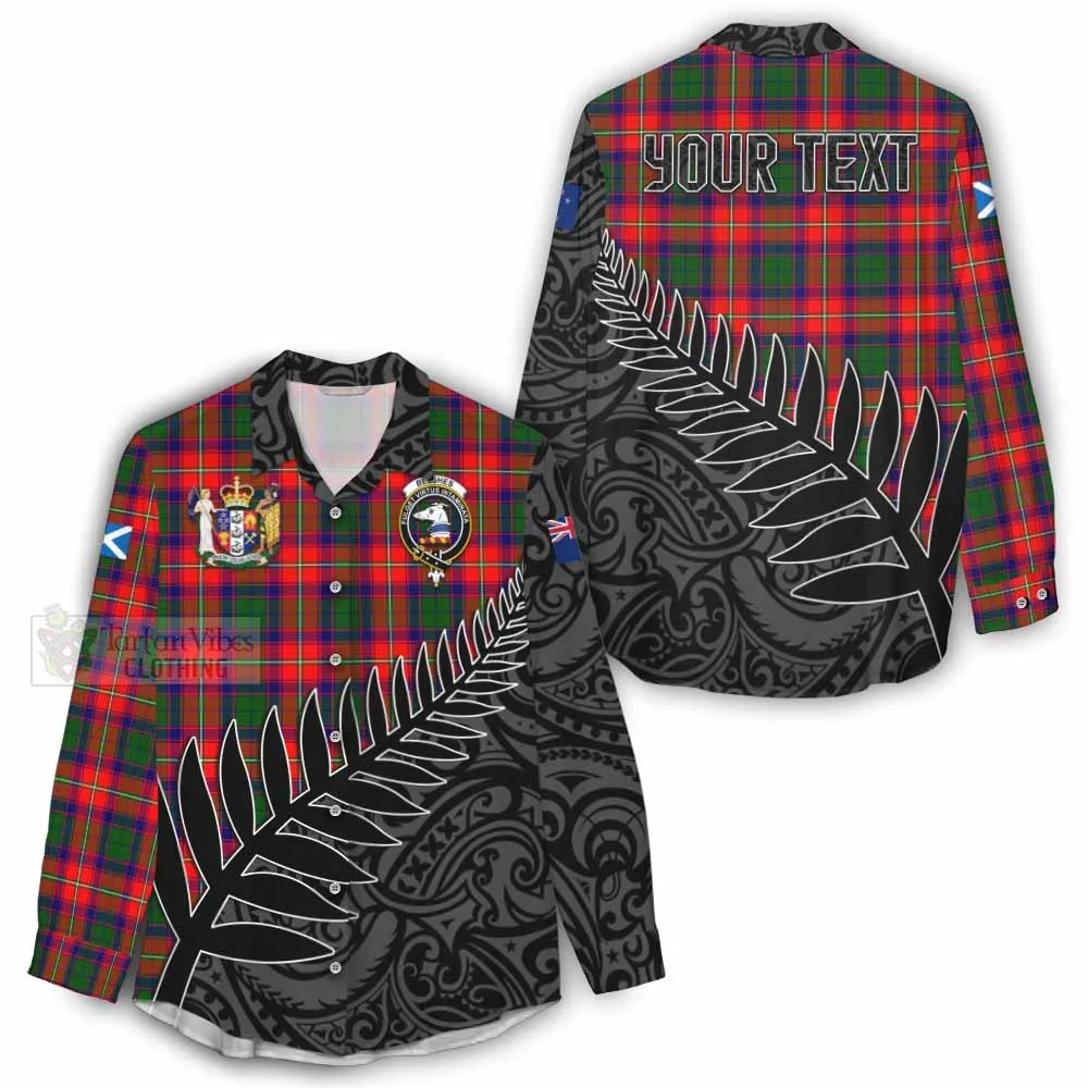 Belshes (Belsches) Crest Tartan Women's Casual Shirt with New Zealand Silver Fern Half Style