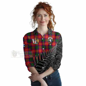 Belshes (Belsches) Crest Tartan Women's Casual Shirt with New Zealand Silver Fern Half Style