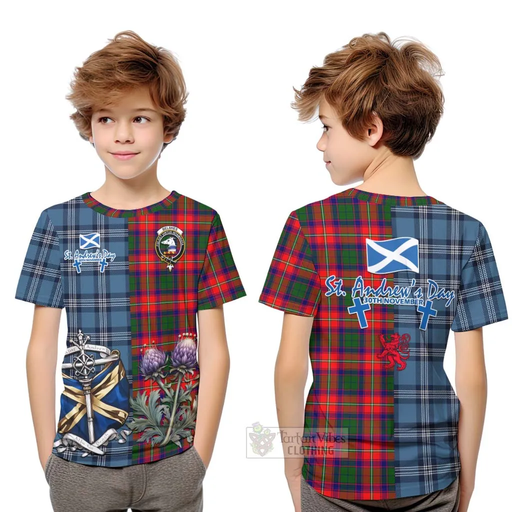 Belshes (Belsches) Tartan Kid T-Shirt Happy St. Andrew's Day Half Tartan Style