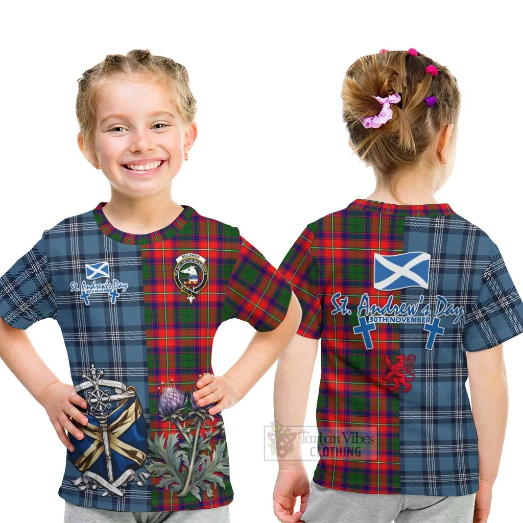 Belshes (Belsches) Tartan Kid T-Shirt Happy St. Andrew's Day Half Tartan Style