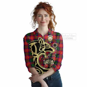 Belshes (Belsches) Tartan Women's Casual Shirt with Family Crest Celtic Wolf Style