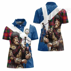 Belshes (Belsches) Tartan Women's Polo Shirt with Family Crest Scottish Bagpiper Vibes