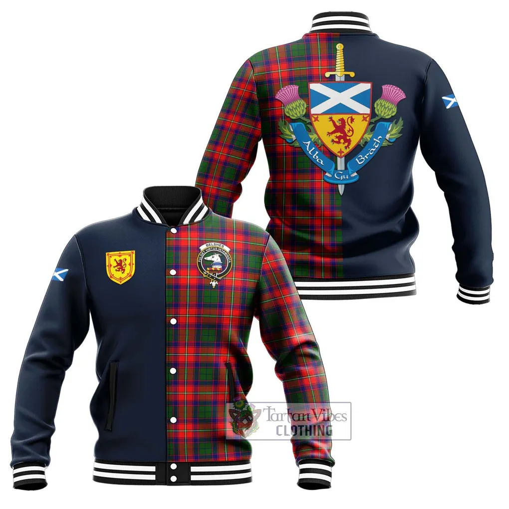 Belshes Tartan Baseball Jacket Alba with Scottish Lion Royal Arm Half Style